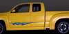 blue tribal stripe on yellow pickup